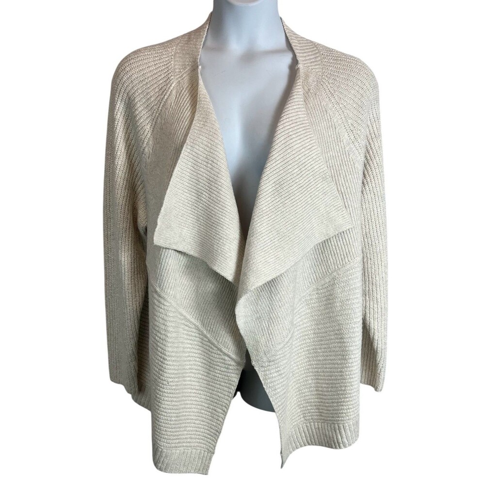 J. Jill Oatmeal Cotton Blend Open Cascading Wrap Cardigan Size 2X NWOT Boho